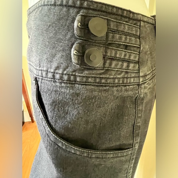 Dark gray cropped capri jeans stone washed look comfy loose straight leg US 16 - Picture 7 of 15